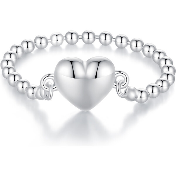 Ligot Strieborný prsteň retiazkový srdce 49018636