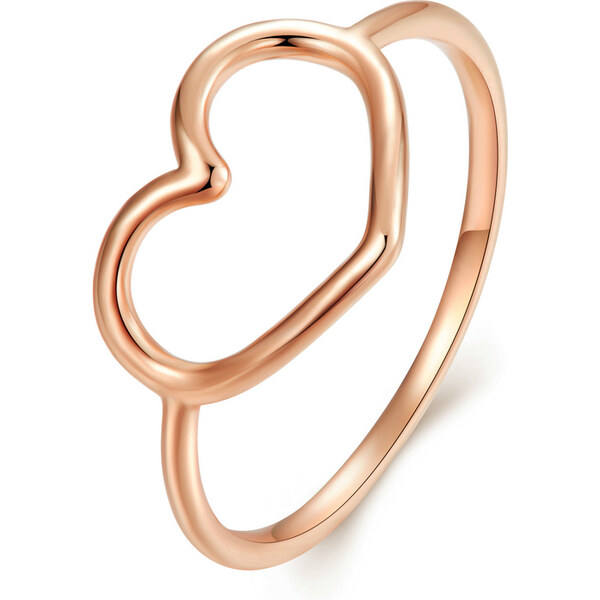 Ligot Strieborný ružovo pozlátený prsteň srdce 49018643