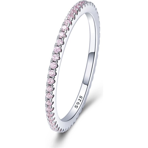 Ligot Strieborný prsteň s ružovými zirkónmi 49018645