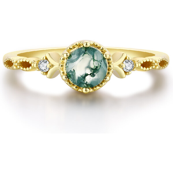 Olivie Strieborný prsteň MACHOVÝ ACHÁT GOLD 8392 49048527