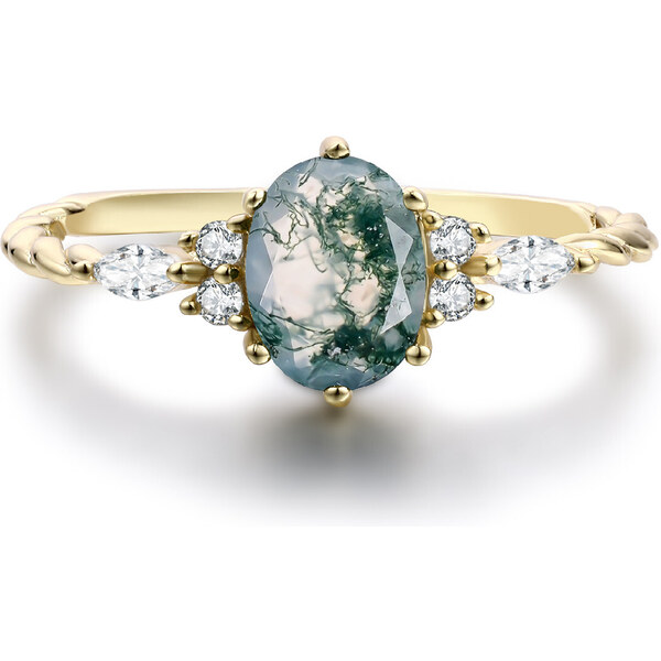 Olivie Strieborný prsteň MACHOVÝ ACHÁT GOLD 8390 49029744