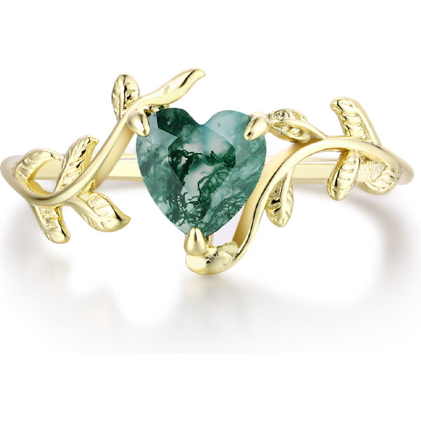 Olivie Strieborný prsteň MACHOVÝ ACHÁT GOLD 8391 49029745