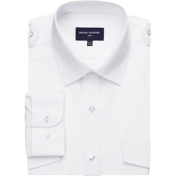 Brook Taverner Pilotka košeľa dlhý rukáv Hermes classic fit biela Easy 49025599