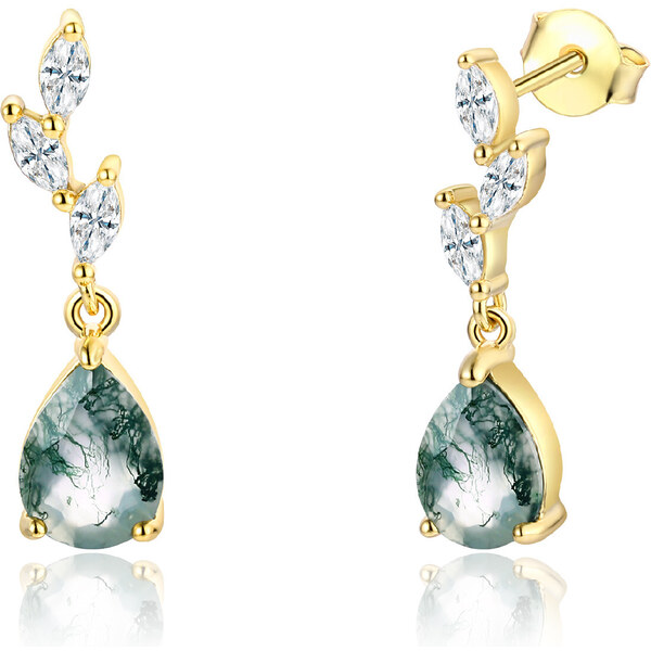 Olivie Strieborné náušnice MACHOVÝ ACHÁT GOLD 8399 49048534