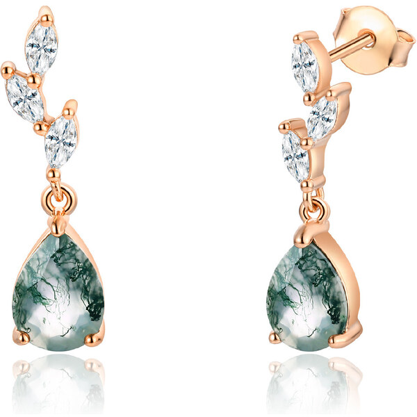 Olivie Strieborné náušnice MACHOVÝ ACHÁT ROSE 8400 49048535