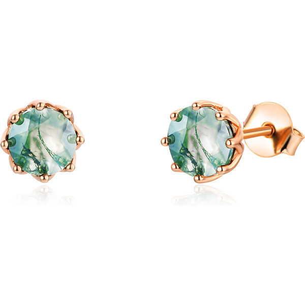 Olivie Strieborné náušnice MACHOVÝ ACHÁT ROSE 8403 49048538