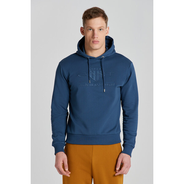 MIKINA GANT REG TONAL SHIELD HOODIE DUSTY BLUE SEA 49041129
