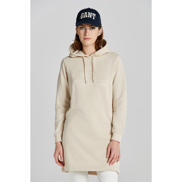 MIKINOVÉ ŠATY GANT REG TONAL SHIELD DRESS SOFT OAT 49041247