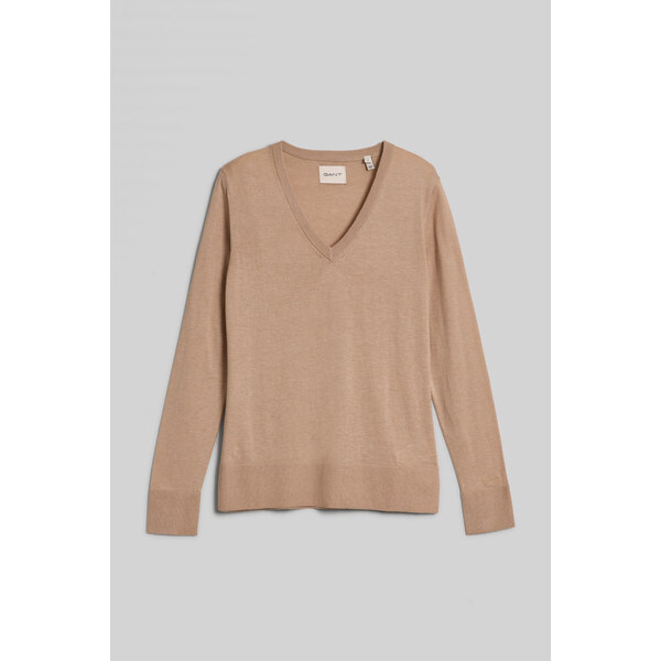 SVETER GANT FINE KNIT V-NECK DRY SAND 49041258