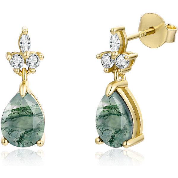 Olivie Strieborné náušnice MACHOVÝ ACHÁT GOLD 8407 49048542