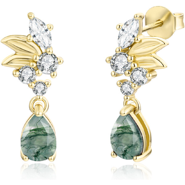 Olivie Strieborné náušnice MACHOVÝ ACHÁT GOLD 8410 49048548