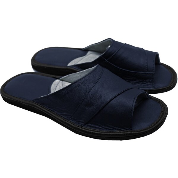 GP Pánske kožené papuče Valda široké tmavo modré 49044072