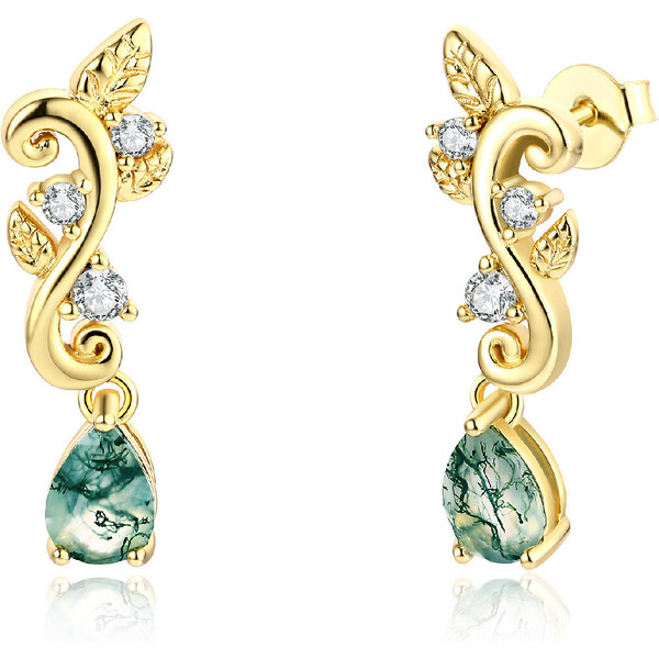 Olivie Strieborné náušnice MACHOVÝ ACHÁT GOLD 8413 49048551