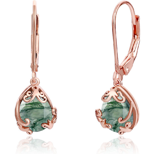 Olivie Strieborné náušnice MACHOVÝ ACHÁT ROSE 8423 49048555