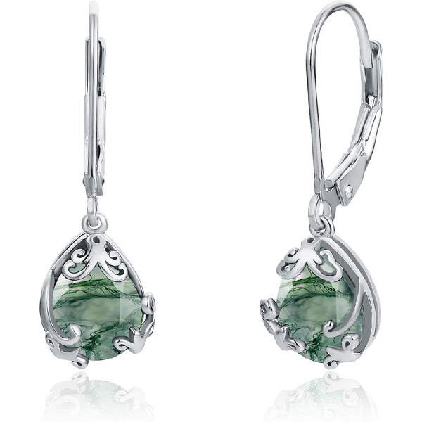 Olivie Strieborné náušnice MACHOVÝ ACHÁT 8425 49048557