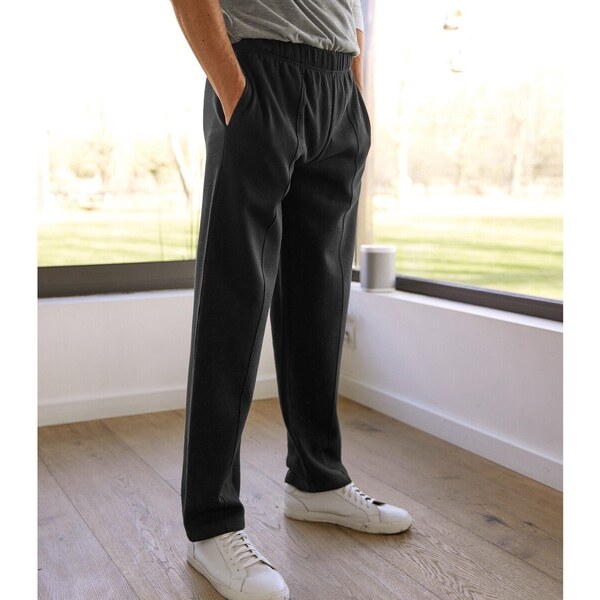 Moltonové voľnočasové rovné nohavice s pružným pásom čierna 042 48198817