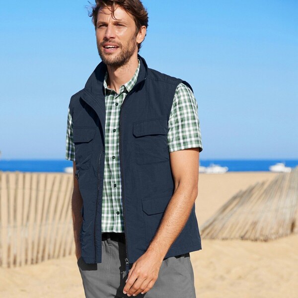 Vesta na zips so stojačikom a vreckami nám.modrá 050 Blancheporte 48125860