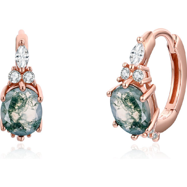 Olivie Strieborné náušnice MACHOVÝ ACHÁT ROSE 8428 49048560