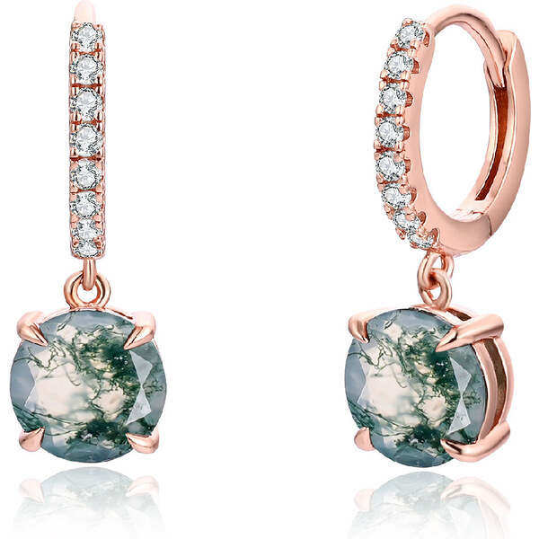 Olivie Strieborné náušnice MACHOVÝ ACHÁT ROSE 8431 49048563