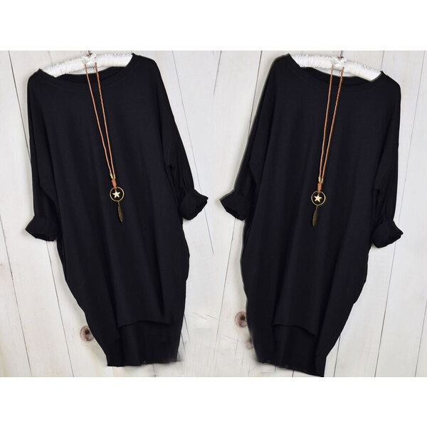 Fashionweek Pohodlné Teplákové šaty, tunika trubka + náhrdelník 48750031