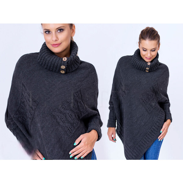 Fashionweek Luxusní pončo s teplým rolákem NOEMI 48752974