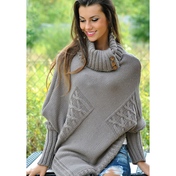 Fashionweek Dámské elegantní pončo s teplým rolákem JK-NOEMI 48749910