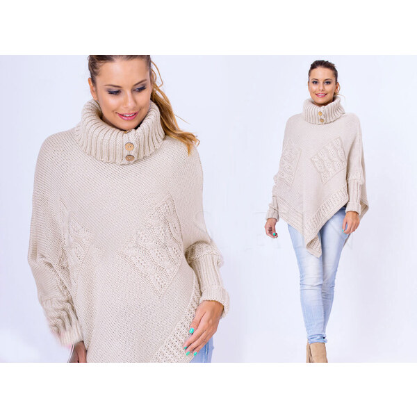 Fashionweek Luxusní pončo s teplým rolákem NOEMI 48752969