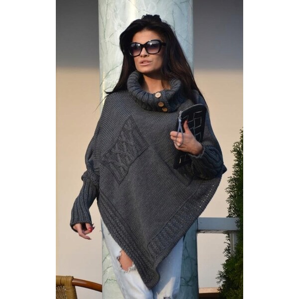 Fashionweek Dámské elegantní pončo s teplým rolákem JK-NOEMI 48749912