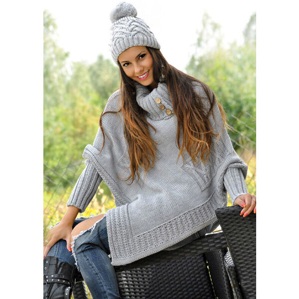 Fashionweek Dámské elegantní pončo s teplým rolákem JK-NOEMI 48749904