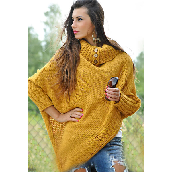 Fashionweek Luxusní pončo s teplým rolákem NOEMI 48752970