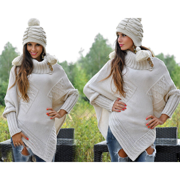 Fashionweek Dámské elegantní pončo s teplým rolákem JK-NOEMI 48749907