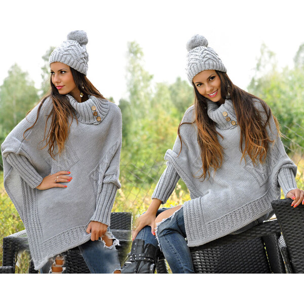 Fashionweek Luxusní pončo s teplým rolákem NOEMI 48752966