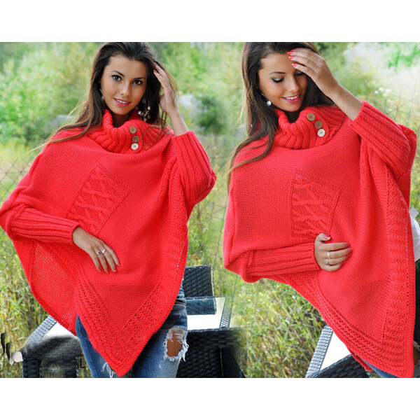 Fashionweek Dámské elegantní pončo s teplým rolákem JK-NOEMI 48749906