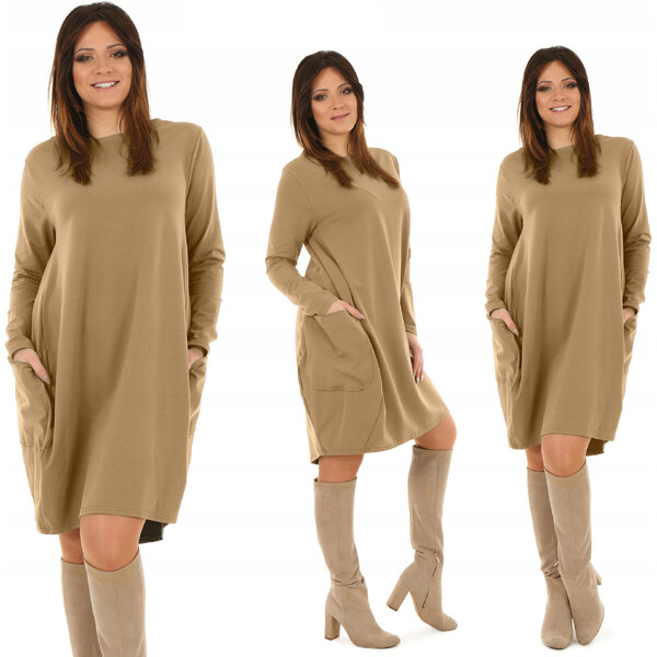 Fashionweek Pohodlné teplákové šaty s vreckami tunika rúrka OVERSIZED 48750287