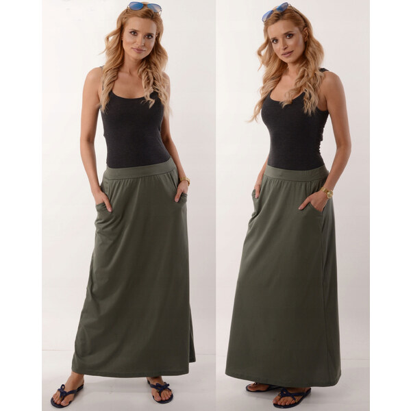 Fashionweek Talianska pohodlná dlhá mikinová sukňa s vreckami MAXI 48751230