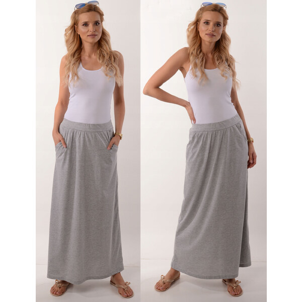 Fashionweek Talianska pohodlná dlhá mikinová sukňa s vreckami MAXI 48751232