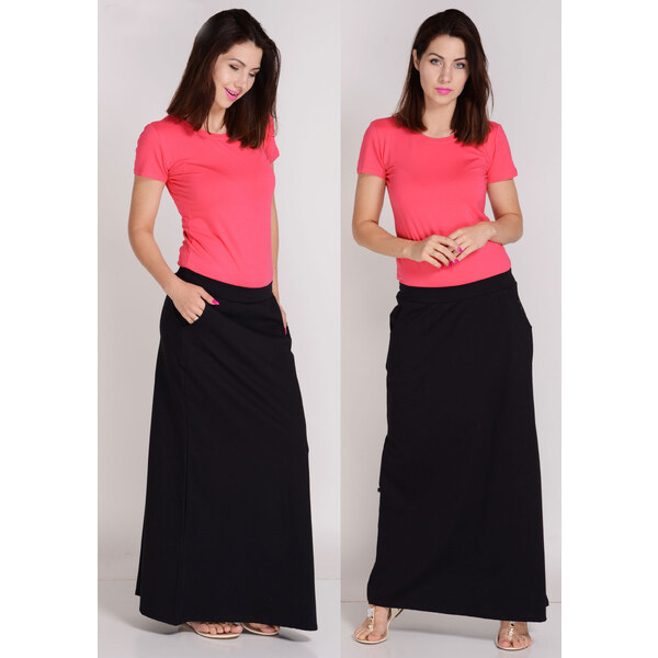 Fashionweek Talianska pohodlná dlhá mikinová sukňa s vreckami MAXI 48751233