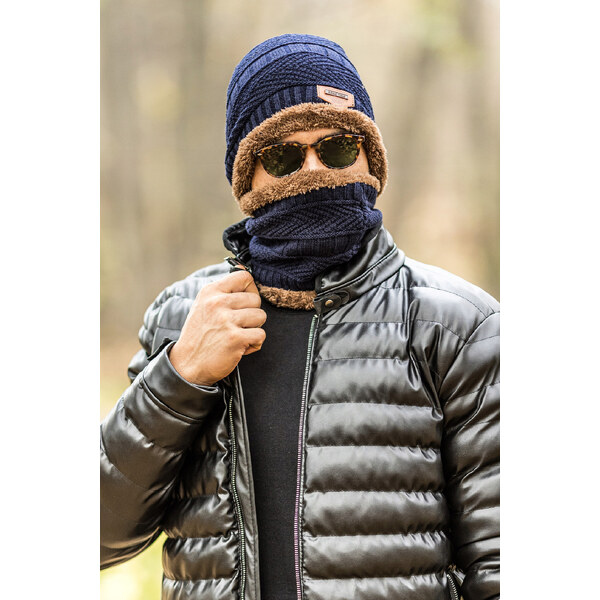 Fashionweek Pánska súprava čepice + komín s kožešinou BE01 61015798