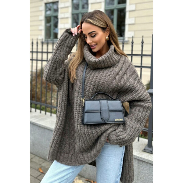 Fashionweek Dámske pončo s rolákom teplé hrubé pončo s vlnou, prémiová 48753158