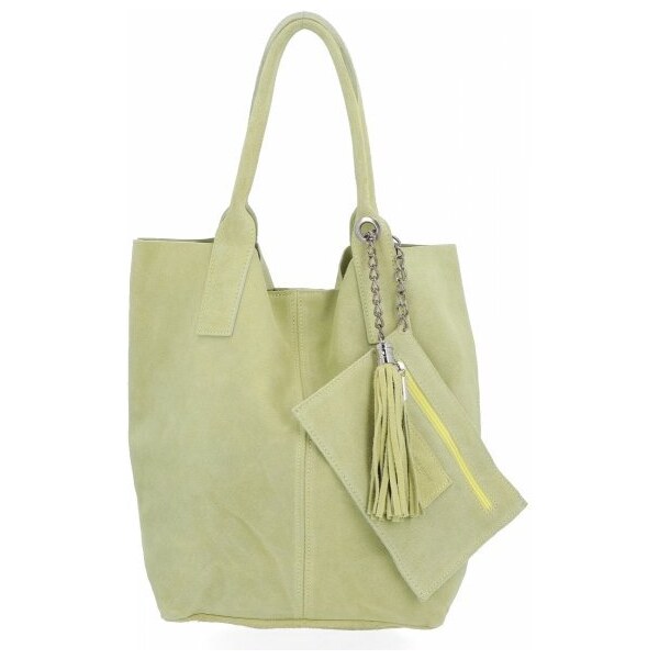 Kožené kabelka shopper bag Genuine Leather limetková 801 49078662