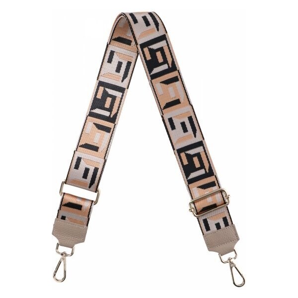 Hernan Modny Pasek Do Torebki Geometric PA005 Ciemno Beżowy/Żółty 49078691