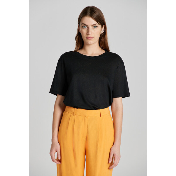 TRIČKO GANT LINEN SS T-SHIRT BLACK 49096523
