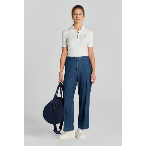 NOHAVICE GANT REL CHAMBRAY CROPPED PANTS DARK BLUE 49096583