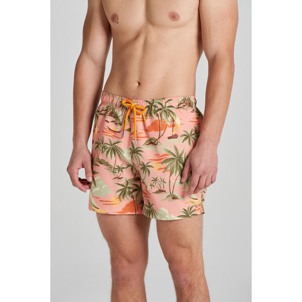 PLAVKY GANT HAWAII PRINT SWIM SHORTS PEACHY PINK 49096587
