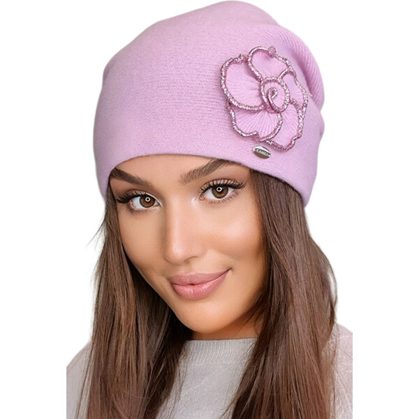 Kamea Ružová dámska čiapka s kvetom Inka, Farba ružová 49093824
