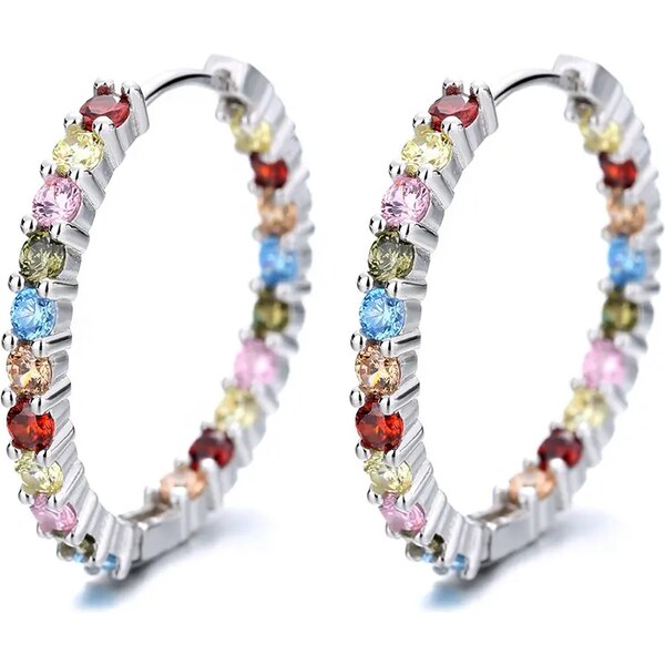 MAJYA Strieborné náušnice JULIE číre a farebné zirkóny 10860 64581863