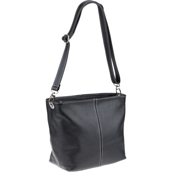 Čierna kožená talianska crossbody kabelka Prisca Nera Filati Bianca 49103249