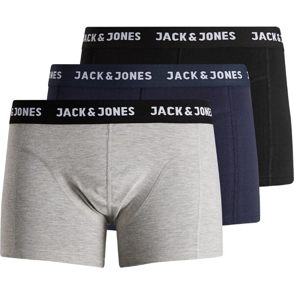 JACK & JONES Boxerky JACAnthony námornícka modrá / sivá melírovaná / 31757841