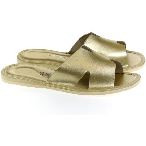 Dámske zlaté kožené papuče ANETA6 49142805