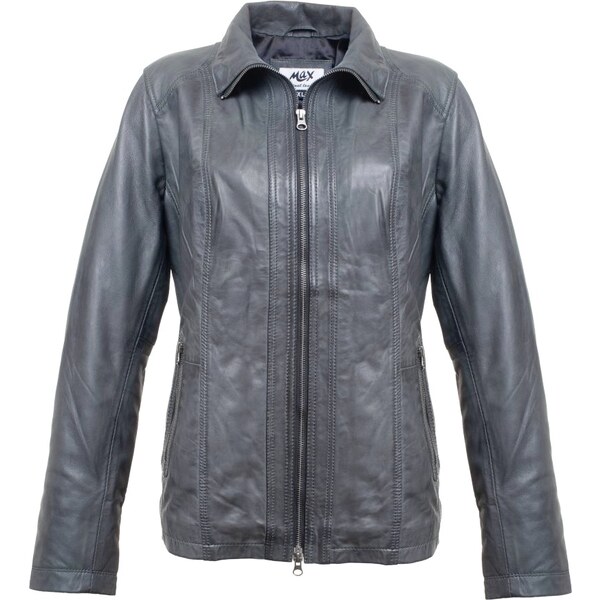 MAX Dámska kožená bunda Emma Long siva 57029952